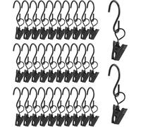 Juego de 30 clips para cortinas Ibzenoa® con ganchos metálicos en forma de S de alta resistencia, de 60 mm, clips metálicos plateados con borde de agarre dentado, versátiles para cortinas, cortinas de