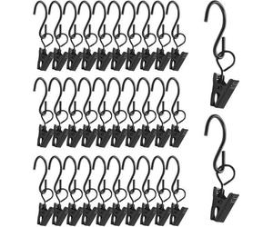 Juego de 30 clips para cortinas Ibzenoa® con ganchos metálicos en forma de S de alta resistencia, de 60 mm, clips metálicos plateados con borde de agarre dentado, versátiles para cortinas, cortinas de