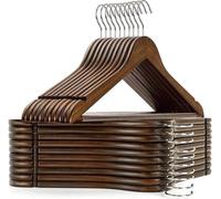Juego de 30 perchas de madera, con perchas antideslizantes para pantalones y sujetadores para hombros