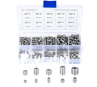 Juego de 300 tornillos roscados, M3, M4, M5, M6, M8, acero inoxidable, cabeza hexagonal, rosca métrica, plata