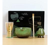 Juego de 4 batidores de matcha, elegante juego de té matcha japonés, incluye cuenco de cerámica de 500 ml, batidor de bambú y soporte, kit de preparación de matcha para los amantes del té (verde)