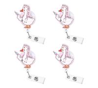 Juego de 4 carretes retráctiles con diseño de animales con clips de cocodrilo brillantes, soportes acrílicos para insignias de construcción, One Size, como se describe