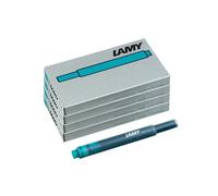 Juego de 4 cartuchos de tinta LAMY T10 con gran capacidad de tinta, aptos para todos los modelos de plumas estilográficas LAMY. Contenido: 1,25 ml por cartucho. 5 uds/paquete. Color tinta: turquesa