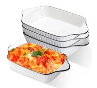 Juego de 4 cazuelas pequeñas cerámicas de con asas, horno, microondas y airfryer, perfectas para gratinado, pasta y postres