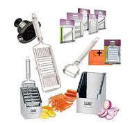 Juego de 4 cortadores de verduras Gigant Multi Schneider Muxels Super Mega-Set con 6 piezas adicionales en acero inoxidable en la práctica caja múltiple + pelador múltiple