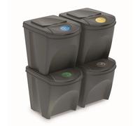 Juego de 4 cubos de reciclaje 100L PROSPERPLAST Sortibox de plastico en color gris