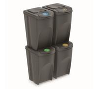 Juego de 4 cubos de reciclaje 140L PROSPERPLAST Sortibox de plastico en color gris