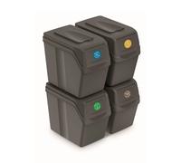Juego de 4 cubos de reciclaje 80L PROSPERPLAST Sortibox de plastico en color gris