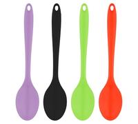 Juego de 4 cucharas de cocina de silicona de 27 cm con mango largo, antiadherentes para cocinar, hornear y revolver, cucharas de silicona, sin BPA y resistentes al calor