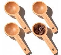 Juego de 4 cucharas medidoras de madera de haya de 15 ml, 1 cucharada, accesorios de cocina para el hogar, para granos de café, café molido, té, especias, proteína en polvo y sal de baño