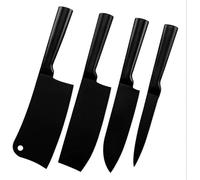 Juego de 4 cuchillos de cocina Kichen: Cuchillo chef de acero inoxidable, cuchillo Santoku, cuchillo de despiece y cuchillo de carnicero. Ideal para cortar carne, frutas y verduras. Herramientas de co