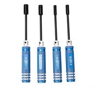 Juego de 4 destornilladores de tuerca hexagonal RC Hobby Tools de 4 mm, 5,5 mm, 7 mm, 8 mm, kit de destornilladores para cuadricóptero modelo de avión, mango de acero azul (azul)
