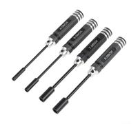 Juego de 4 destornilladores de tuerca hexagonal RC Hobby Tools de 4 mm, 5,5 mm, 7 mm, 8 mm, kit de destornilladores para cuadricóptero modelo de avión, mango de acero azul (negro)
