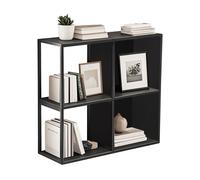 Juego de 4 estantes cubo de pared nostened con paneles laterales metal negro [en.casa]