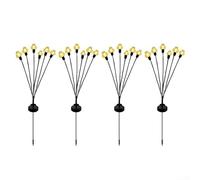 Juego de 4 faroles solares para el suelo, luces LED de color blanco cálido, decoración al aire libre para jardín, camino y patio con estacas, funcionamiento automático del anochecer al amanecer, kit