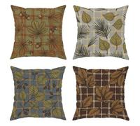 Juego de 4 fundas de almohada con diseño de hojas, estilo rústico, con diseño de bellota, color marrón otoñal, con cremallera oculta, fundas de almohada cuadradas para el hogar, dormitorio, sala de