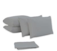Juego de 4 fundas de almohada para ama de casa, cierre de sobre, ultrasuave, de fácil cuidado, 100% algodón egipcio, funda de almohada lisa para dormitorio, 50 x 75 cm (gris)