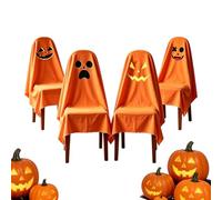Juego de 4 fundas de silla de Halloween, 4 piezas decorativas | Características Ghost Pumpkin Styling, reusable build, festive charm, decorative appeal, and versátil use for cening room