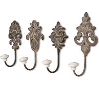 Juego de 4 ganchos, ganchos de pared, perchero de pared, perchero, metal, estilo shabby chic