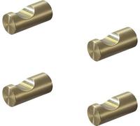 Juego de 4 ganchos para toallas Unyqoos® – Latón, acabado dorado cepillado, montaje en pared, capacidad de carga de 6 kg por gancho, para baño y cocina, estilo moderno de hotel, incluye material de mo