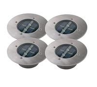 Juego de 4 LED Solar Foco de suelo Lugo, alrededor, Acero inoxidable, Vidrio, IP44; 5000.197