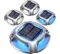 Juego de 4 luces solares para exteriores: 2 colores en 1. Resistentes al agua. Ideales como luces de guía para entradas de vehículos, patios, caminos, jardines, escaleras, terrazas y piscinas