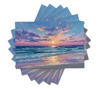 Juego de 4 Manteles Individuales Lavables, 30X45cm Pintura al óleol océano Olas,resplandorl Atardecer Antideslizantes Salvamanteles Individuales para Manteles Antimanchas Resistentes, Naranja