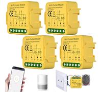 Juego de 4 módulos de interruptores inteligentes WiFi para persianas enrollables con ajuste de tiempo de funcionamiento para cortinas, persianas y toldos, compatible con Google Home/Smart Life/Tuya