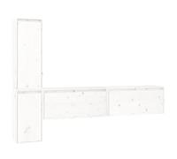 Juego de 4 muebles de TV colgantes prácticos modernos para almacenamiento biblioteca, 80 x 30 x 35 cm, madera maciza, color blanco 02_0055200