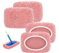 Juego de 4 paños de microfibra reutilizables para mopa Swiffer, lavables, para limpieza en seco y húmedo, para laminados, azulejos y parquet (rosa)