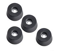 Juego de 4 patas de goma negra con arandela de acero de 33 mm de diámetro y 19 mm de altura para protección del suelo y estabilización de muebles y dispositivos pesados