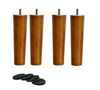 Juego de 4 patas de sofá de madera de nogal, patas de repuesto de madera maciza M8 de 16 pulgadas para gabinete, silla, sofá, tocador, mesa de café, accesorios de hardware
