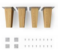Juego de 4 patas para muebles, modelo CLIF SQUARE HMF3, de 12 cm de altura, en madera de roble tratada con aceite