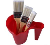 Juego de 4 pinceles con taza, pinceles con mango de madera, para pintura de pared interior, moldura y para trabajos de bordes, kit de decoración de varios tamaños (", 5.1 cm) (rojo)