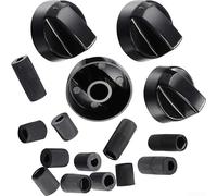 Juego de 4 pomos de cocina negros para placa de cocina blanca, juego de 4 unidades con 12 adaptadores, botones de control de horno, repuesto negro y blanco, para interruptor de horno, juego de 4