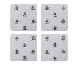 Juego de 4 posavasos cuadrados grises de country bee creative tops