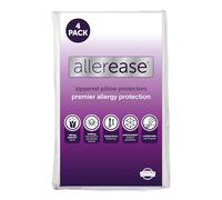 Juego de 4 Protectores de Almohada AllerEase tamaño estándar/Queen, Equilibrio de Temperatura, Recomendado por alergólogos, Transpirables, Cremallera