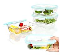 Juego de 4 recipientes de almacenamiento de vidrio de 1040 ml con tapas y 1 esponja de limpieza, recipientes de almacenamiento con tapas, recipientes para alimentos, reutilizables, juego de recipiente