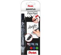 Juego de 4 rotuladores para pizarras blancas Pentel Maxiflo Flex-Feel, modelo MWL5SBF-4