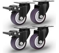Juego de 4 ruedas robustas para muebles, de 50 mm. Ruedas robustas con freno. Capacidad de carga: 60 kg por rueda. Ruedas robustas con freno, fabricadas en goma