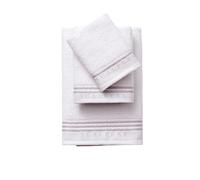 Juego de 4 Sets de 3 toallas (4x Tocador 30x50cm + 4x Manos 50x90cm + 4x Baño 70x140cm) 450GSM en Algodón, Blanco-Azul-Gris Scalpers Home White, blue, gray