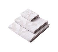 Juego de 4 Sets de 3 toallas (4x Tocador 30x50cm + 4x Manos 50x90cm + 4x Baño 70x140cm) 450GSM en Algodón, Blanco-Azul-Gris Scalpers Home White, blue, skull gray