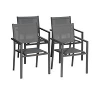 Happy Garden Juego de 4 sillas de Aluminio Antracita textileno Gris