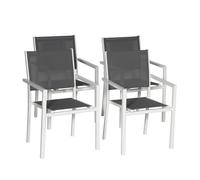 Juego de 4 sillas de aluminio blanco - textileno gris