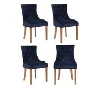 Juego de 4 sillas de comedor aberdeen en terciopelo azul 58x55x92 cm