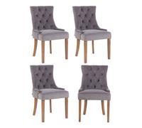 Juego de 4 sillas de comedor aberdeen en terciopelo gris 58x55x92 cm