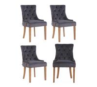 Juego de 4 sillas de comedor aberdeen en terciopelo gris oscuro 58x55x92 cm