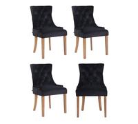 Juego de 4 sillas de comedor aberdeen en terciopelo negro 58x55x92 cm