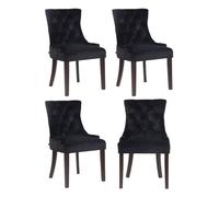 Juego de 4 sillas de comedor Aberdeen en terciopelo Negro,Antiguo