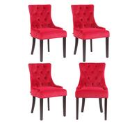 CLP Juego de 4 sillas de comedor Aberdeen, tapizadas en terciopelo, diseño clásico con estructura de caucho, color: rojo, estructura: color antiguo